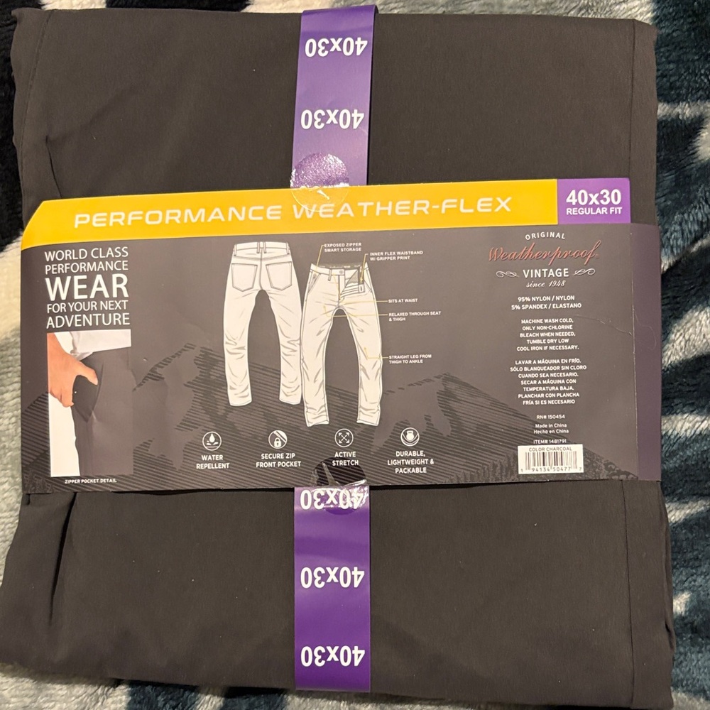 Weatherproof Men's Dark Gray Flex Flatfront Chinos - Picture 2 of 2